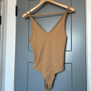 Brown ribbed bodysuit